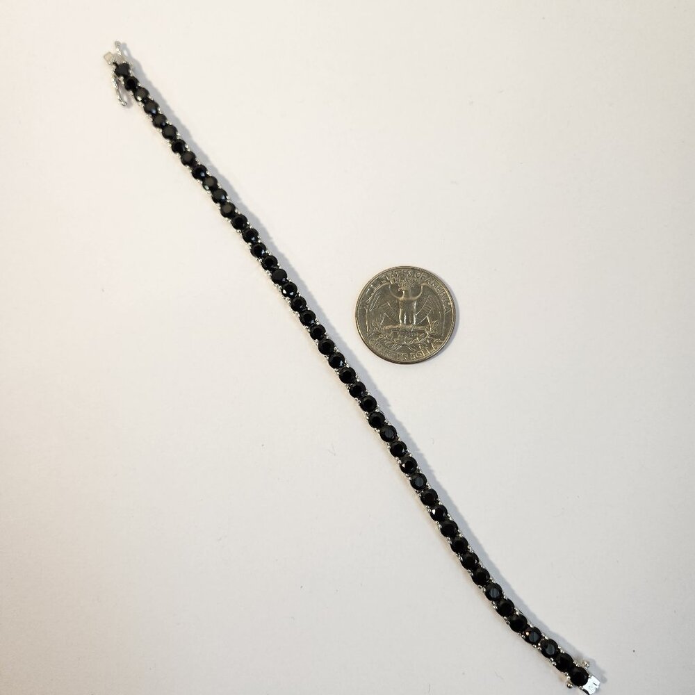 VTG NIB 925 Black Spinel Eternity / Tennis Bracelet 12.00ctw. 7.25 in length - Picture 3 of 10